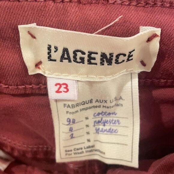 L’AGENCE Margot  woman’s light maroon high rise skinny jeans - Picture 7 of 15